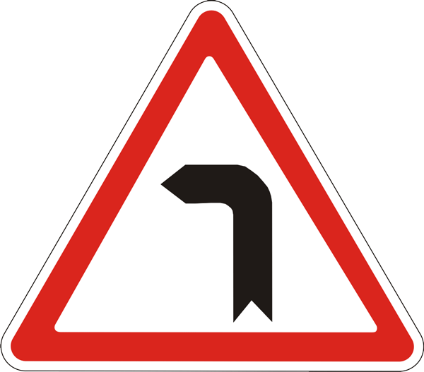 Предупреждающий дорожный знак 1.2 Опасный поворот налево