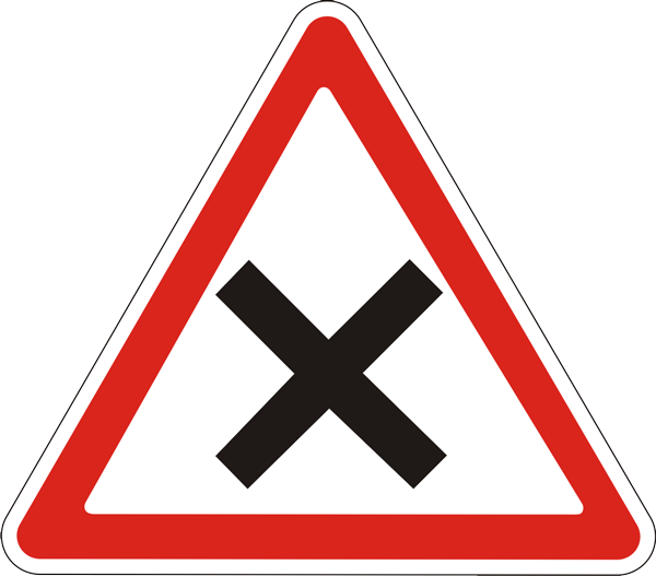 Предупреждающий дорожный знак 1.21 Пересечение равнозначных дорог