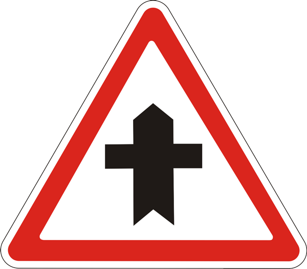 Предупреждающий дорожный знак 1.22 Пересечение с второстепенной дорогой