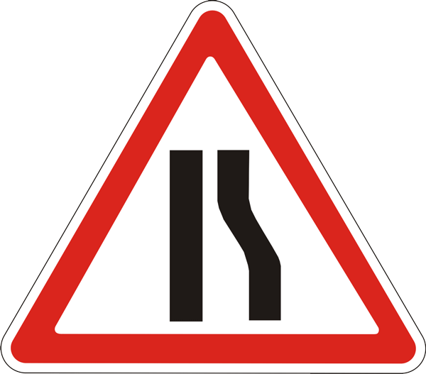 Предупреждающий дорожный знак 1.5.2 Сужение дороги